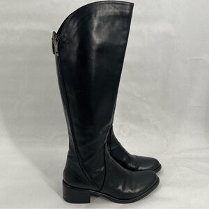 Emanuele Crasto Tall Black Leather Boots - Double Zip, Crocodile Size 41 EU 9.5